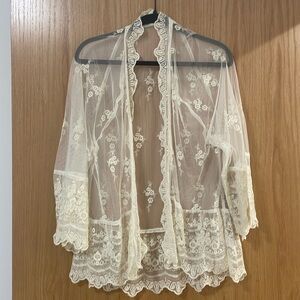 Ivory lace cover up- Perfect for Brides or summer concerts. American Eagle